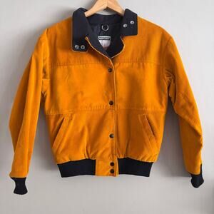 Vintage Mighty Mac Out O'Gloucester Yellow Corduroy Snap Button Jacket Made USA